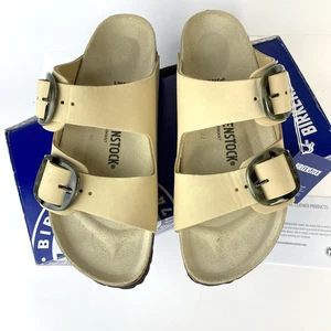 Birkenstock Arizona Big Buckle Almond Nubuck Leather Sz 39 Narrow NEW - Picture 1 of 16