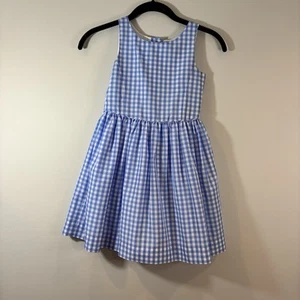 Polo Ralph Lauren Girls Blue Gingham Plaid Sleeveless Dress 6 Party Wedding - Picture 1 of 12