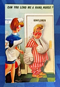 Saucy Bamforth Comic Postcard 1960s Big Boobs CAN YOU LEND ME HAND NURSE No 2570 - Picture 1 of 2