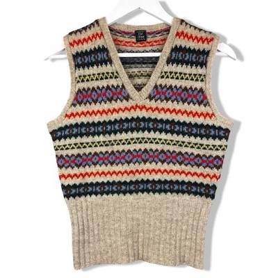 Old Town Fair Isle Wool Tank Top Jumper Women’s Small - Image 1 of 4