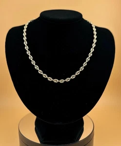 14K Gold Mariner Necklace Italian Made Puffed Links Yellow Gold 18 Inches - Picture 1 of 9
