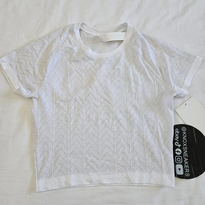 Lululemon Swiftly Pointelle Recortado Manga Corta HDWW Blanco Para Mujer Talla 8 Foto 1 de 4