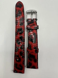 MICHELE RED ANIMAL PRINT PATENT CHEETAH LEATHER WATCH BAND MS18AA350466 USED 16 - Picture 1 of 4
