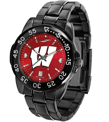 Wisconsin Badgers Licensed NCAA Men's Suntime Fantom Anochrome Sport Watch - NEW Cover