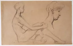 Winifred BALLARD (1885-1921) sitzender weiblicher Akt mit Kopfstudie 1907 - Bild 1 von 3