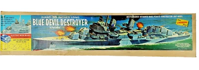 Lindberg Blue Devil WWII Navy Destroyer Motorized Plastic Model Kit CIB - Image 1 of 4