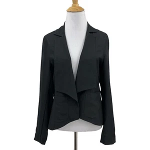 HY & Dot Blazer Womens S Small Black Draped Lapel Open Front Lightweight Jacket - Picture 1 of 11