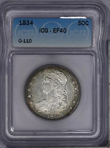 1834 Capped Bust Half Dollar 50c ICG EF40 XF40 O-110 - R-4 Variety! - Picture 1 of 4