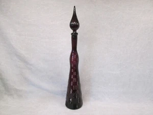 Empoli Italian Glass 26" PURPLE AMETHYST Genie Bottle Decanter Stopper Weave - Picture 1 of 11