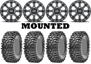 Kit 4 Maxxis Roxxzilla Tires 32x10-14 on ITP Inertia Beadlock Black Wheels HP1K - Picture 1 of 5
