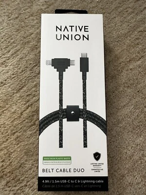 NATIVE UNION BELT CABLE DUO/ZEBRA/5FTLONG/MSRP$49. - Image 1 of 2