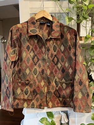 Jane Ashley Womens Jacket Coat Aztec Southwest Pockets Size Med - Image 1 of 4