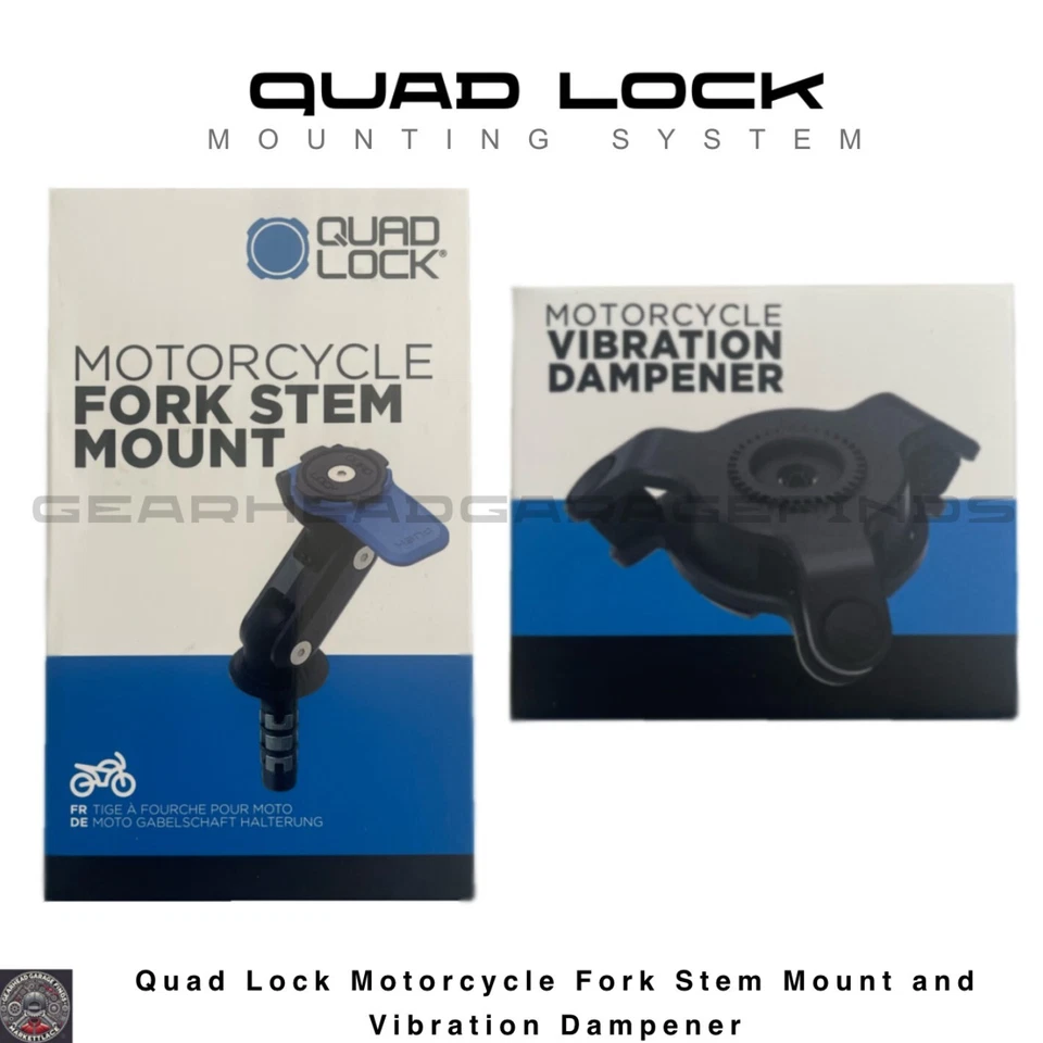 QUAD LOCK Motorcycle/Moto Fork/Stem Mount + Vibration Dampener NEW - Image 1 of 4