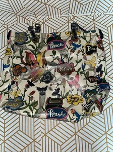 Sakroots Coated Canvas Tote Bag Multicolored Peace/Birds/Floral Print 13"x13." - Picture 1 of 12