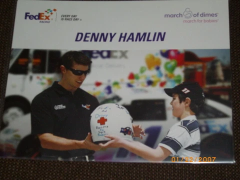 2010 DENNY HAMLIN #11 FEDEX / MARCH OF DIMES NASCAR POSTCARD Cover
