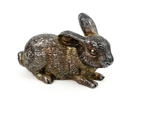 Vintage Lucchesi Faro Sterling Silver .925 Rabbit  Figurine Made In Italy Signed Cover
