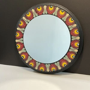 9 Inch Multi Color Mandala Mirror - Hand Painted Wall Mirror - Round - Circle - Picture 1 of 4