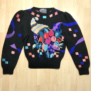 Vtg Cornucopia Berek Sweater S Knitted by Hand Colorful Geometric Pullover - Picture 1 of 9