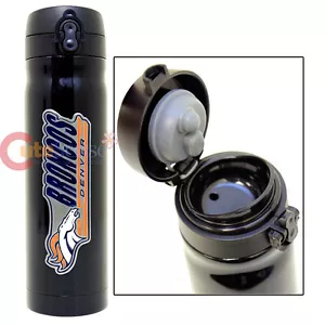 Bicchiere Denver Broncos tazza da viaggio isolata sottovuoto NFL logo metallo emblema - Foto 1 di 4