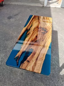 Ocean Epoxy Resin Coffee Table Top, Live Edge Epoxy Wooden Table Top Decor - Picture 1 of 3