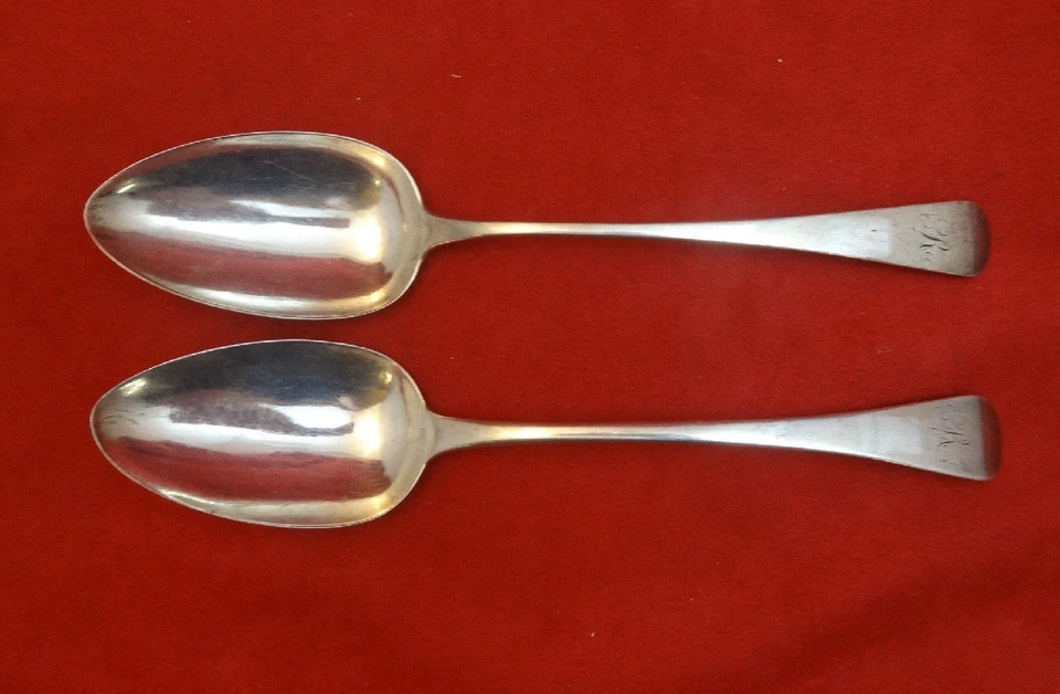 2 English Sterling Silver Serving Spoons London circa 1810 (#2154) - Image 1 of 3