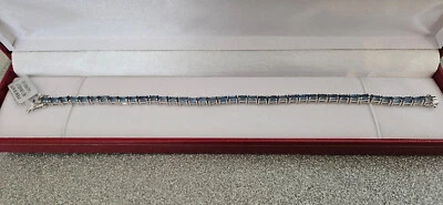 Теннисный браслет гималайский индиго кианит платина поверх стерлингового серебра 7,5 дюйма - Изображение 1 из 4