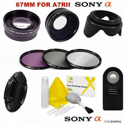 WIDE ANGLE LENS +ZOOM + REMOTE + FILTERS KIT FOR SONY ALPHA A7RII W 24-70MM LENS - Image 1 of 4