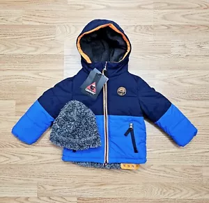 Gerry Size 2T Baby Boy Blue Puffer Hat Faux Fur 3 in 1 Systems Jacket - Picture 1 of 14