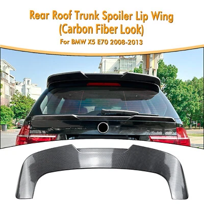 1x Carbon Look Rear Trunk Spoiler Lip Roof Lip For BMW X5 E70 2008-2013 2009 10 — 第 1/4 张图片
