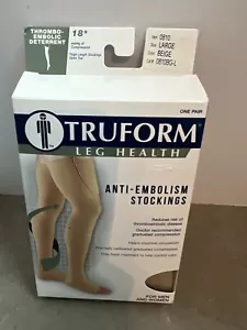 Truform Leg Health Unisex Thigh High Open Toe Stockings Beige Sz L NEW - Picture 1 of 3