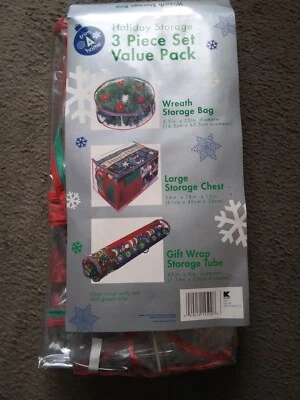 TRIM A TREE HOLIDAY STORAGE (3) PC VALUE SET (WREATH BAG, LARGE CHEST, GIFT WRAP - Image 1 of 2