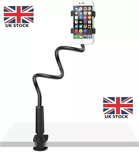 Long Lazy Arm Mount Mobile Phone Holder For Smartphone/Iphone Bed Clamp UK STOCK - Picture 1 of 33