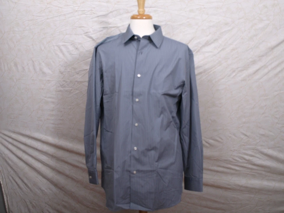 NWT APT. 9 DRESS SHIRT GREY STRIPE 17.5 32 / 33 SLIM FIT LONG SLEEVE - Image 1 of 1