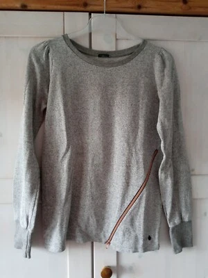 VOLCOM - Pullover / Sweatshirt Damen Gr. S, Grau Melange, Zier-RV, innen weich - Bild 1 von 4