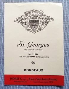 Old Wine Label Sample Label St. Georges Bordeaux France - Picture 1 of 2