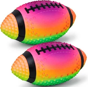 Inflatable Footballs, 9 Inch Rainbow Footballs Rubber Football Toys for Kids Out - Picture 1 of 2