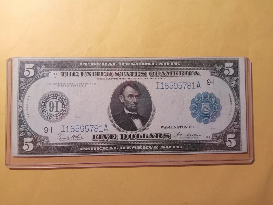 1914 Large Size $5 FRN Minneapolis - Image 1 of 4