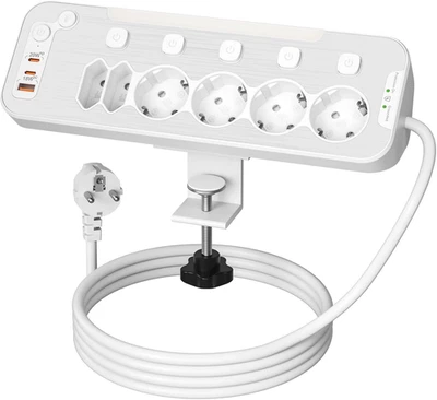 Tischsteckdose Mit Schalter,Pd 20W Schreibtisch Steckdosenleiste Mit USB C, 6 Fa - Bild 1 von 4