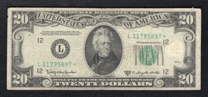 FR. 2063-L* 1950-D $20 *STAR* FRN FEDERAL RESERVE NOTE SAN FRANCISCO, CA VF - Picture 1 of 2