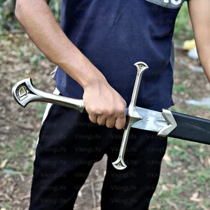 Anduril Narsil Sword LOTR Replica Stainless Steel with Scabbard & Wall Plaque - Picture 1 of 10