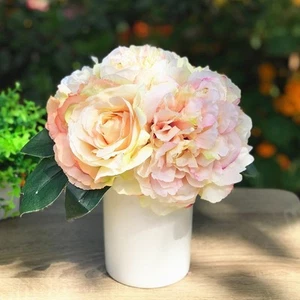 Enova Home Champagne Artificial Silk Peony and Roses Mixed champagne - Picture 1 of 3