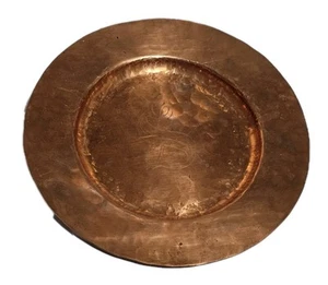 Antike massive Kupfer gehämmert primitiv 7 1/4" Durchmesser Platte 12,8 Oz Monogramm S - Bild 1 von 8