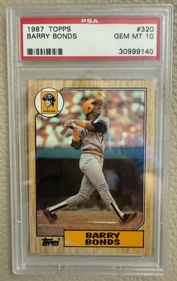 Tarjeta coleccionable 1987 Topps Barry Bonds #320 RC Pittsburgh Pirates PSA 10 gemas MT Foto 1 de 2