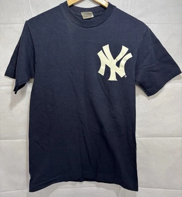 New York Yankees Shirt Vintage Majestic Youth Kids XL Blue Iconic Logo Emblem - Image 1 of 4