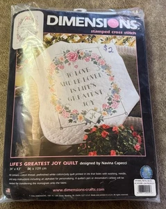 STAMPED CROSS STITCH KIT Life's Greatest Joy Quilt Dimensions 34x43 NEW! - Picture 1 of 2