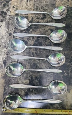 LOTE DE 8 CUCHARAS SOPERA GUMBO CHAPADAS EN PLATA DEBUTANTE VINTAGE c1934 🥣😋 Foto 1 de 4