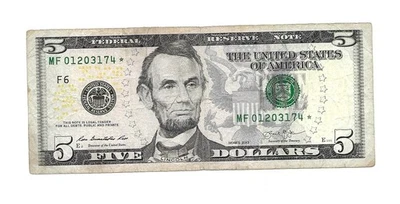 2013- $5.DOLLAR STAR* NOTE NUMBER (01203174) - GREAT BILL. - Image 1 of 2