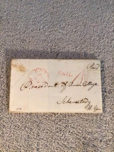 1862 Stampless Cover Boston MA to Schenectady NY PAID Cover Only C#HM - Picture 1 of 2
