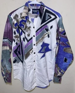 Camisa Brooks & Dunn Western Mango Delgada EE. UU. De Colección Años 90’s Púrpura Para Hombre’s Pequeña - Imagen 1 de 10