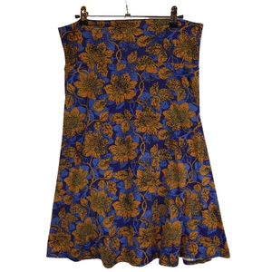 Falda LuLaRoe Azul Mujer Talla Grande Floral Azul Naranja Elastizada Fluida Línea A AOP - Imagen 1 de 9